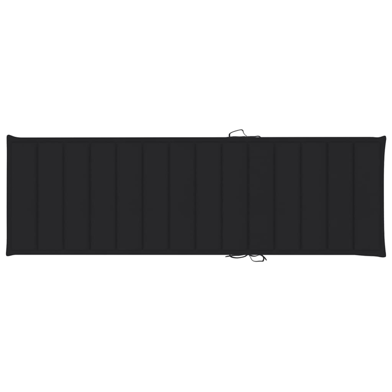 Pemberly Row Acacia Sun Lounger with Pull-Out Table in Natural and Black