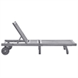 Pemberly Row Solid Acacia Wood 4-Position Sun Lounger with Wheels in Gray