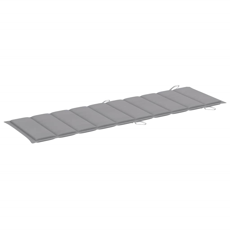 Pemberly Row Solid Acacia Wood Foldable Sun Lounger with Cushion in Gray