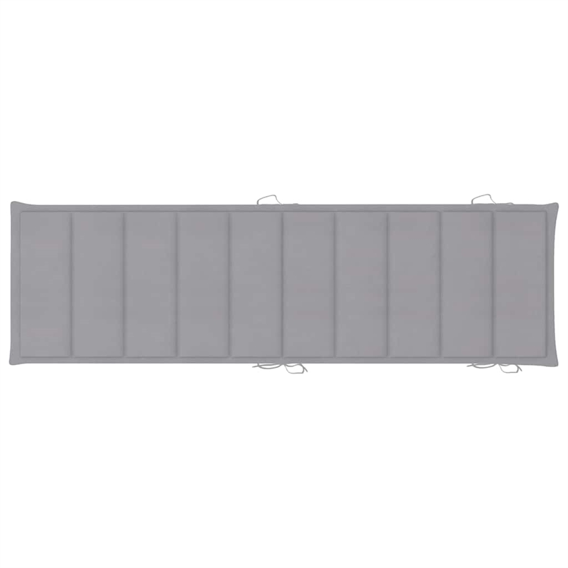 Pemberly Row Solid Acacia Wood Foldable Sun Lounger with Cushion in Gray