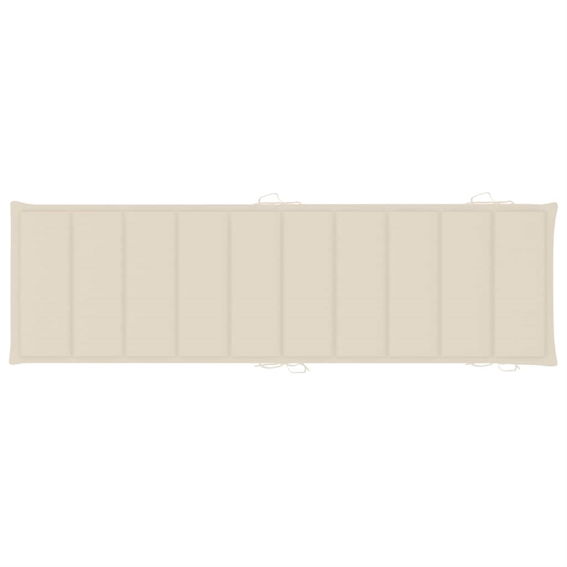 Pemberly Row Solid Acacia Wood Foldable Sun Lounger with Cushion in Cream