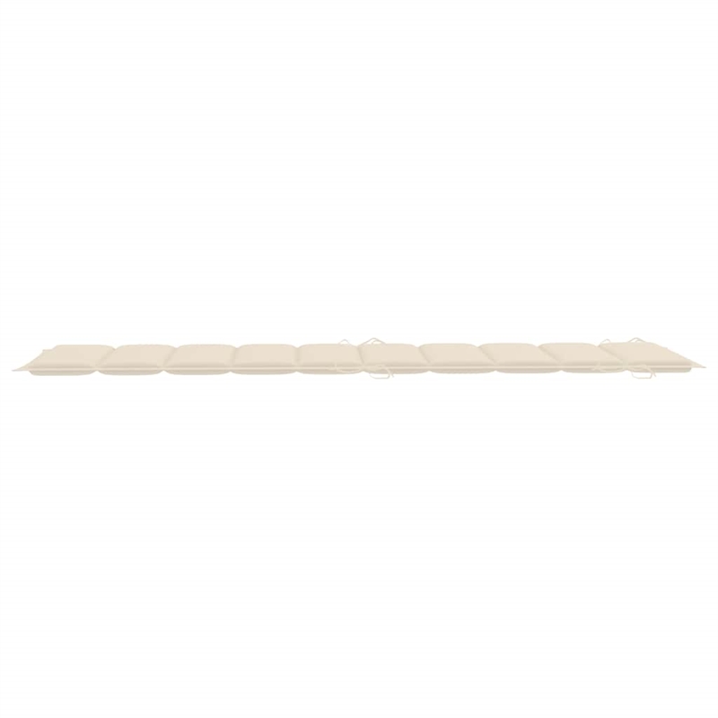 Pemberly Row Solid Acacia Wood Foldable Sun Lounger with Cushion in Cream