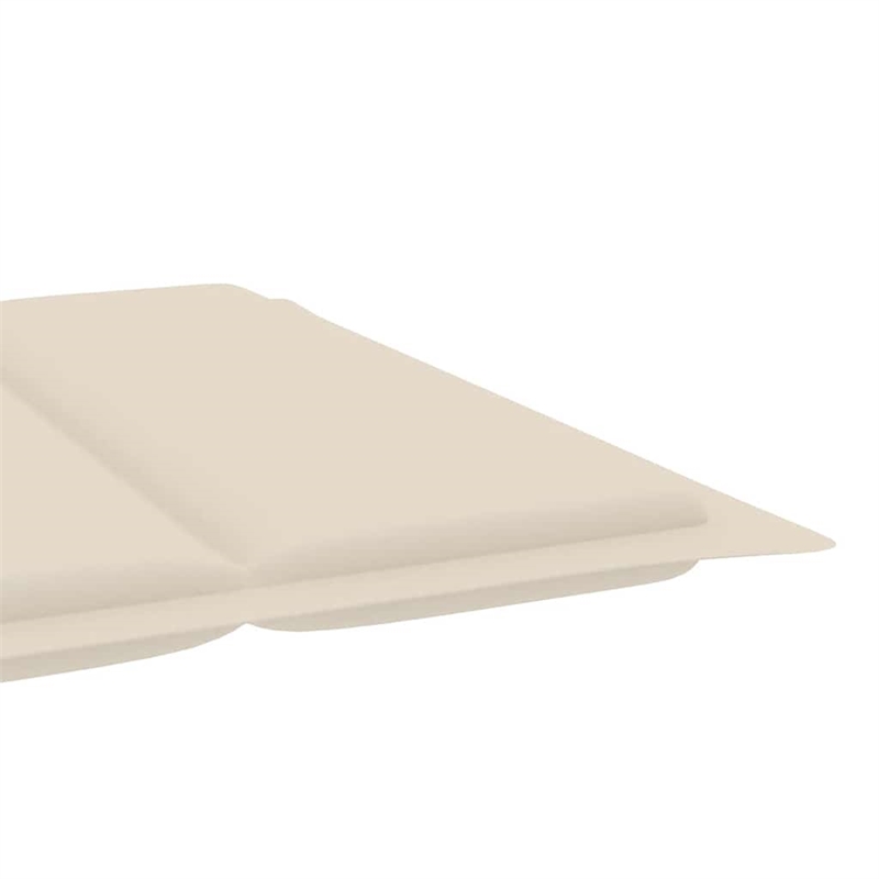 Pemberly Row Solid Acacia Wood Foldable Sun Lounger with Cushion in Cream