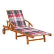 Pemberly Row Solid Acacia Wood Sun Lounger with Adjustable Footrests in Red
