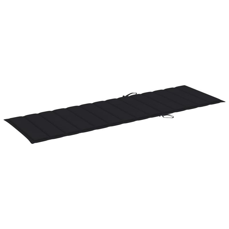 Pemberly Row Solid Acacia Wood 4-Position Foldable Sun Lounger in Black