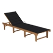 Pemberly Row Solid Acacia Wood 4-Position Foldable Sun Lounger in Black
