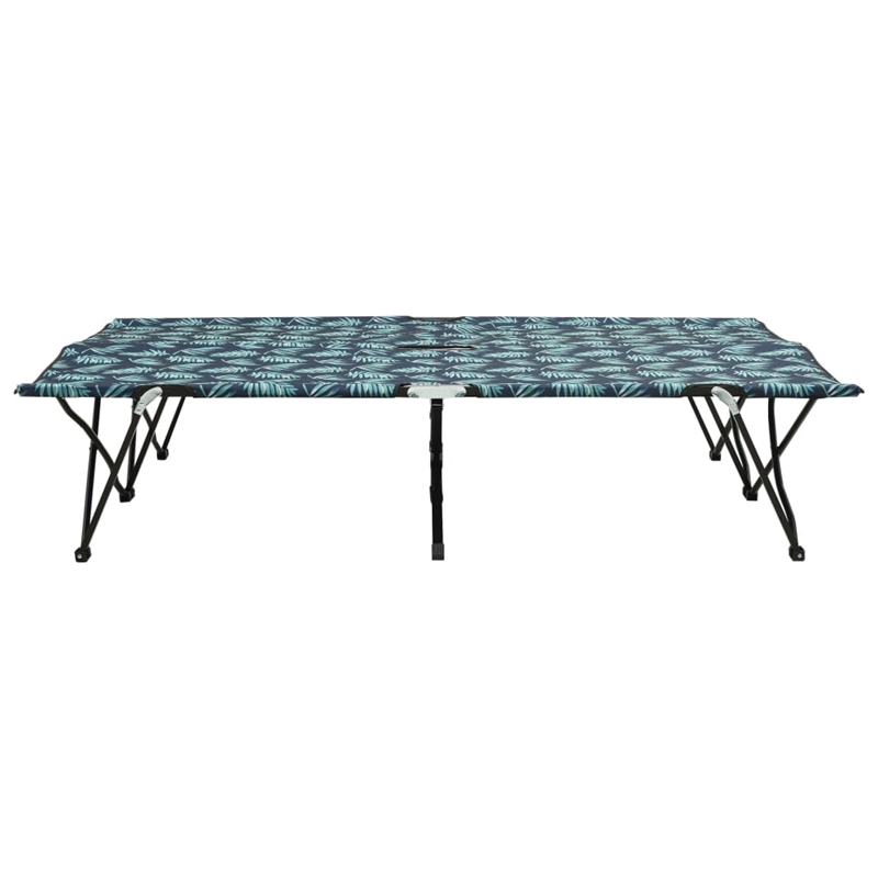 Pemberly Row Steel 2-Person Foldable Sun Lounger in Green/Leaf Print