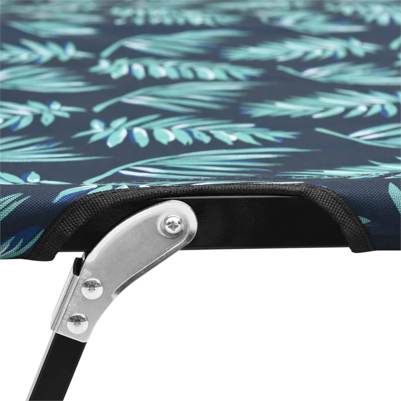 Pemberly Row Steel 2-Person Foldable Sun Lounger in Green/Leaf Print