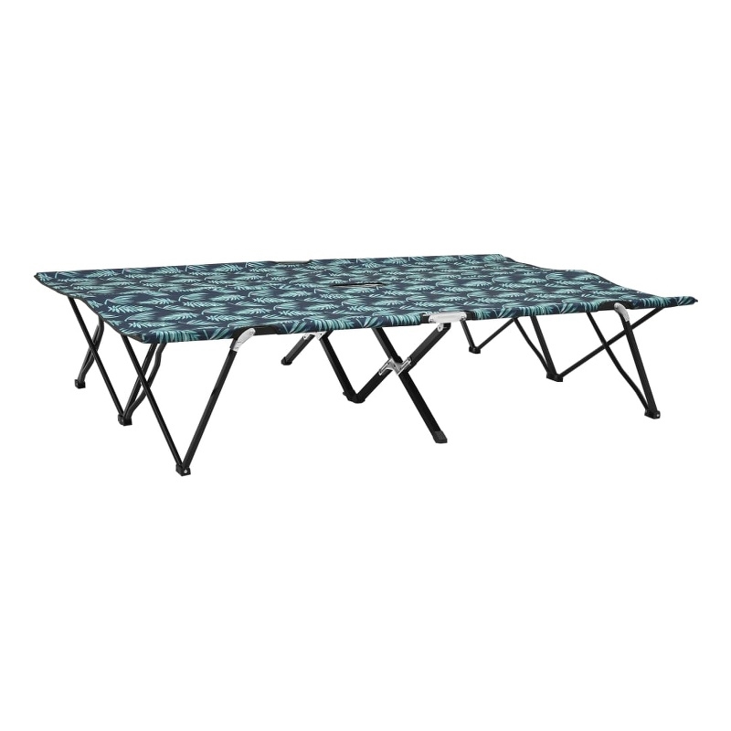 Pemberly Row Steel 2-Person Foldable Sun Lounger in Green/Leaf Print