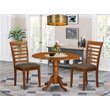Pemberly Row 3-Piece Dining Set with Linen Fabric Seat in Saddle Brown