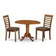 Pemberly Row 3-Piece Dining Set with Linen Fabric Seat in Saddle Brown