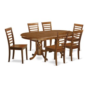Pemberly Row 7-Piece Dining Set in Saddle Brown with Oval Table