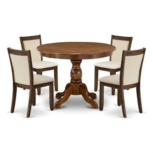 Pemberly Row 5-Piece Dining Set in Antique Walnut with Parson Chairs