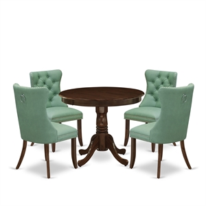 Pemberly Row 5-Piece Wooden Kitchen Table Set in Antique Walnut