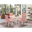 Pemberly Row 5-Piece Rubberwood Dining Set in White and Beige Red