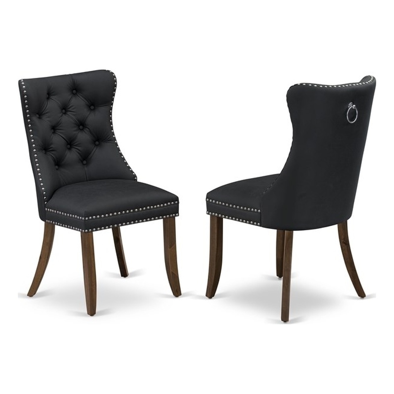 Pemberly Row Faux Leather Parson Dining Chairs in Dark Gray (Set of 2)