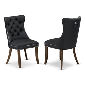 Pemberly Row Faux Leather Parson Dining Chairs in Dark Gray (Set of 2)