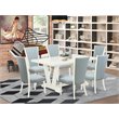 Pemberly Row 7-Piece Rubberwood Dining Set in Linen White and Baby Blue