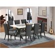Pemberly Row X-Style 9-Piece Wood Dining Set with Cushioned Chairs in White