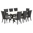 Pemberly Row X-Style 9-Piece Wood Dining Set with Cushioned Chairs in White