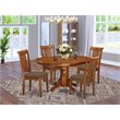 Pemberly Row 5 Pc Dining Set with Cushion Seat Rubberwood Saddle Brown