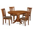 Pemberly Row 5 Pc Dining Set with Cushion Seat Rubberwood Saddle Brown