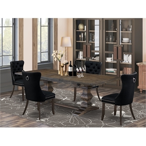 Pemberly Row 5-Piece Dining Set with Butterfly Leaf in Distressed Jacobean