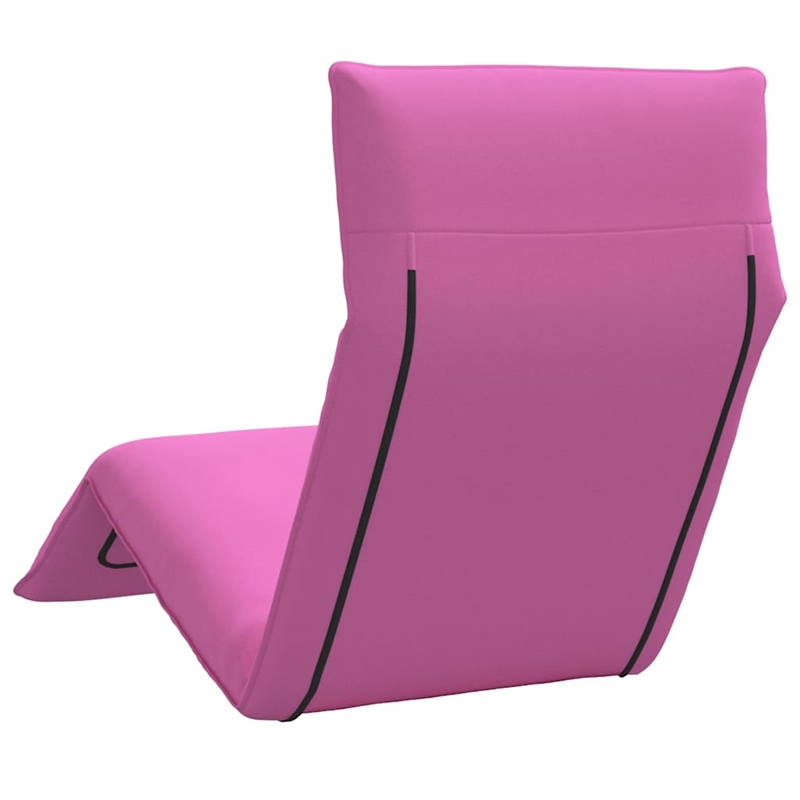 Pemberly Row Oxford Fabric 5-Position Folding Sun Lounger in Pink