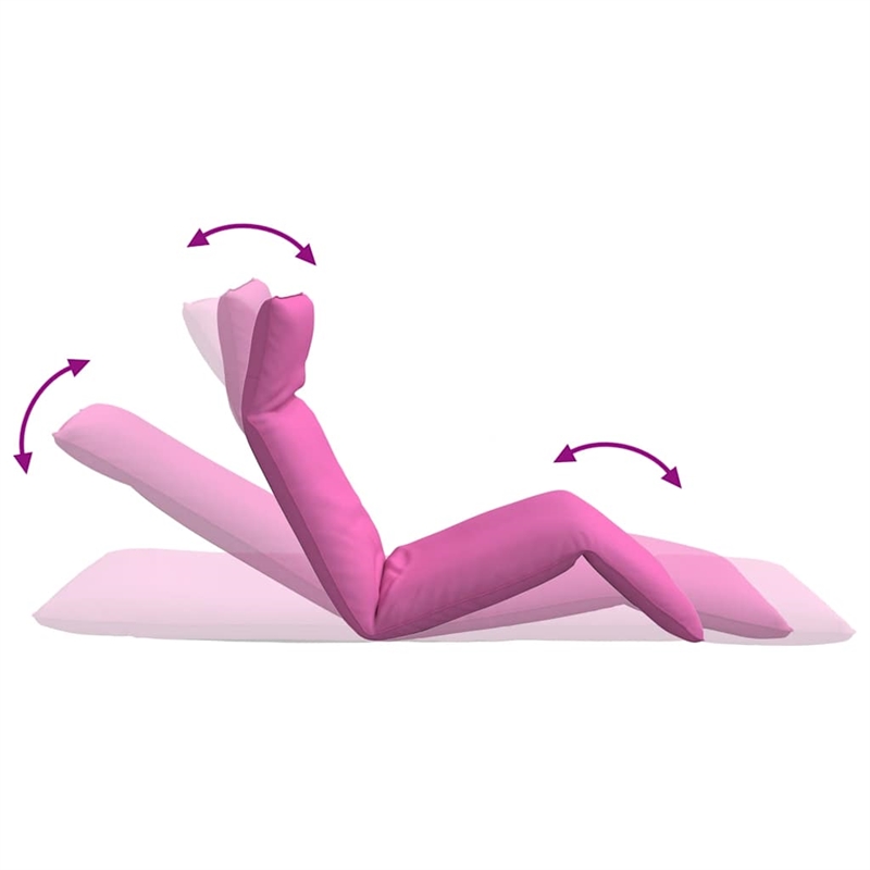 Pemberly Row Oxford Fabric 5-Position Folding Sun Lounger in Pink