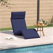 Pemberly Row Oxford Fabric 5-Position Folding Sun Lounger in Navy Blue