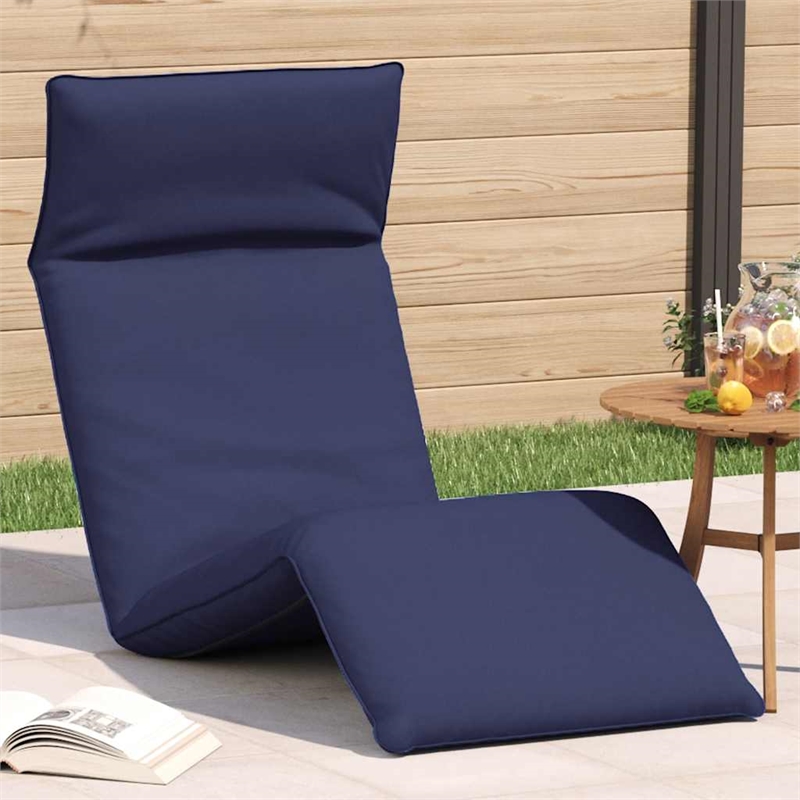 Pemberly Row Oxford Fabric 5-Position Folding Sun Lounger in Navy Blue