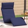Pemberly Row Oxford Fabric 5-Position Folding Sun Lounger in Navy Blue