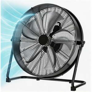 Pemberly Row Black Steel 20&quot Industrial Drum Fan 4650 CFM 4-Speed 5-Blade