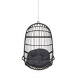 Pemberly Row Gray Fabric Rattan Hanging Basket Chair with 8 ft Chain