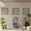 Pemberly Row Gray Fabric Rattan Hanging Basket Chair with 8 ft Chain