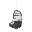Pemberly Row Gray Fabric Rattan Hanging Basket Chair with 8 ft Chain