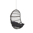 Pemberly Row Gray Fabric Rattan Hanging Basket Chair with 8 ft Chain