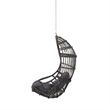 Pemberly Row Gray Fabric Rattan Hanging Basket Chair with 8 ft Chain