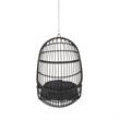 Pemberly Row Gray Fabric Rattan Hanging Basket Chair with 8 ft Chain