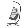 Pemberly Row Gray Aluminum Hanging Egg Chair with Stand and Cup Holder