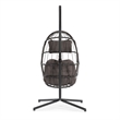 Pemberly Row Gray Aluminum Hanging Egg Chair with Stand and Cup Holder