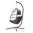Pemberly Row Gray Aluminum Hanging Egg Chair with Stand and Cup Holder