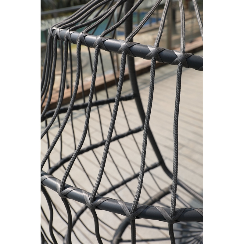 Pemberly Row Gray Aluminum Hanging Egg Chair with Stand and Cup Holder
