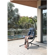 Pemberly Row Blue Aluminum Hanging Egg Chair with Stand and Cup Holder