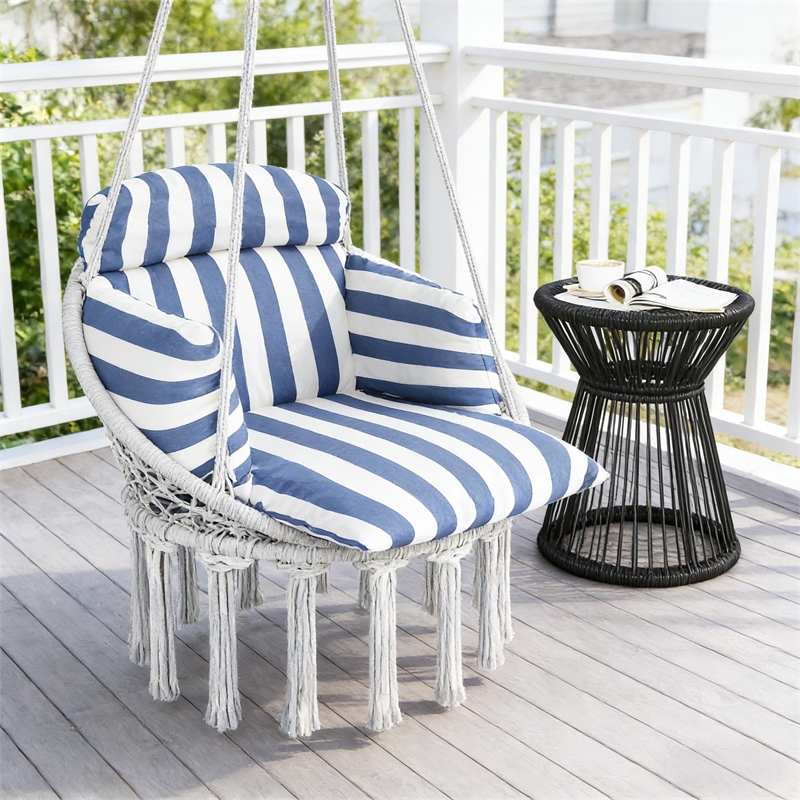 Pemberly Row White Steel Hanging Hammock Swing Chair 31.5
