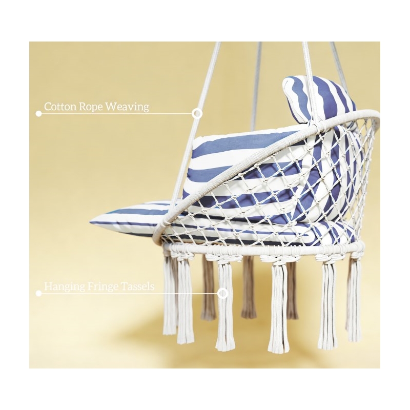 Pemberly Row White Steel Hanging Hammock Swing Chair 31.5