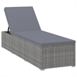 Pemberly Row PE Rattan Adjustable Sun Lounger Set with Table in Gray