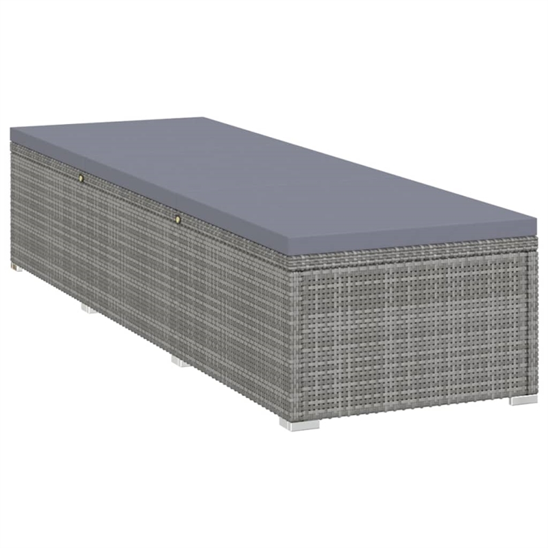 Pemberly Row PE Rattan Adjustable Sun Lounger Set with Table in Gray