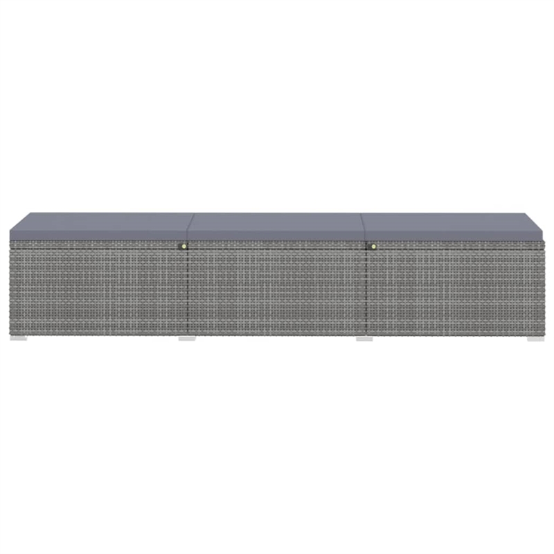 Pemberly Row PE Rattan Adjustable Sun Lounger Set with Table in Gray
