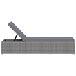 Pemberly Row PE Rattan Adjustable Sun Lounger Set with Table in Gray